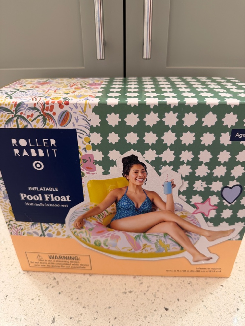 Roller Rabbit inflatable pool float with built in head rest